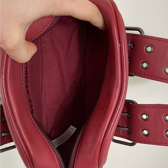 The Free People Elegant Red Leather Handbag Say Yes Bag NWOT - Picture 11 of 14